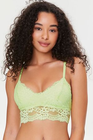 Forever 21 Women's Floral Lace Longline Bralette Nude