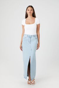 LIGHT DENIM Denim Maxi Slit Skirt, image 5