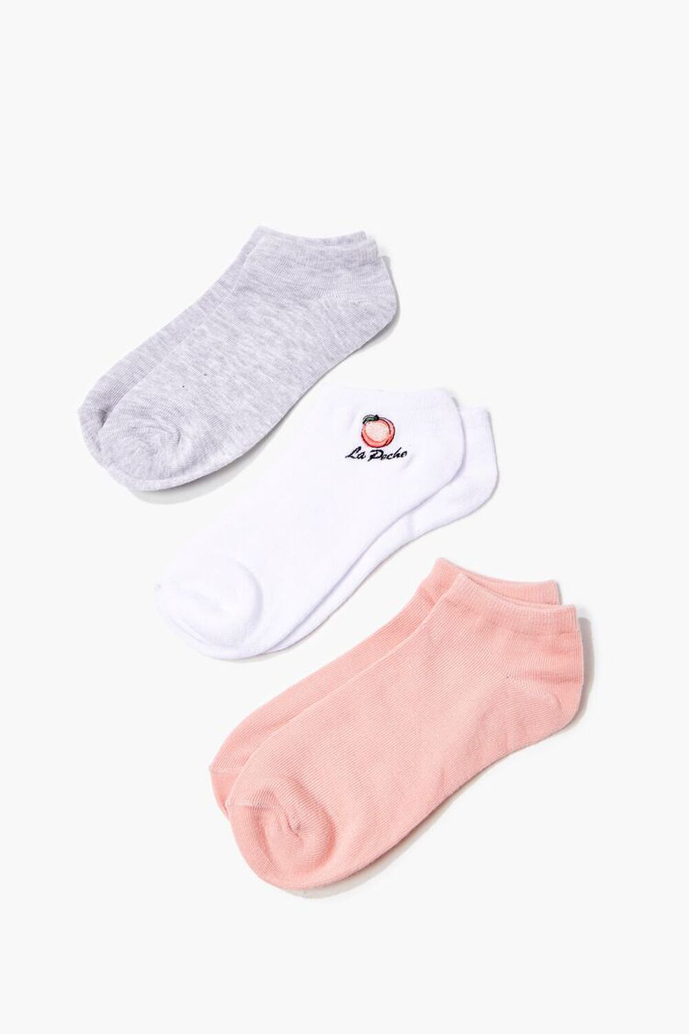 Peach Graphic Ankle Socks - 3 Pack
