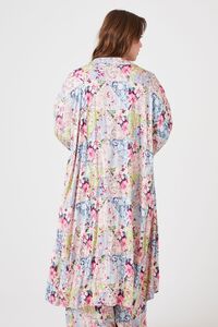 BLUE/MULTI Plus Size Floral Top & Kimono Set, image 3