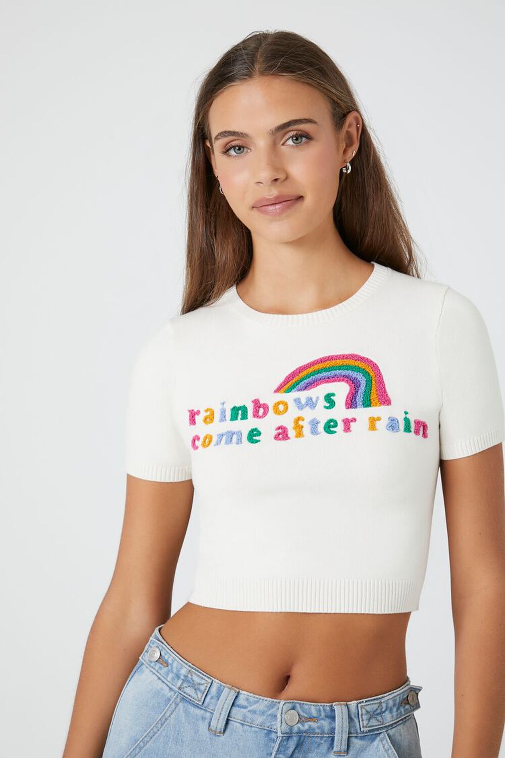 White Rainbow Print Bikini Bottom, Jumpers