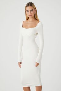 VANILLA Ribbed Open-Back Bodycon Midi Dress, image 2