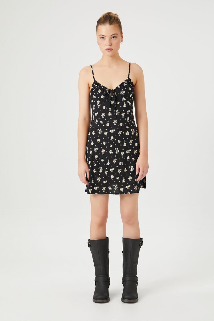 Black Mini Floral Dress | Forever 21