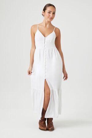 Long halter neck dress with flounce · White · Smart / Dresses And