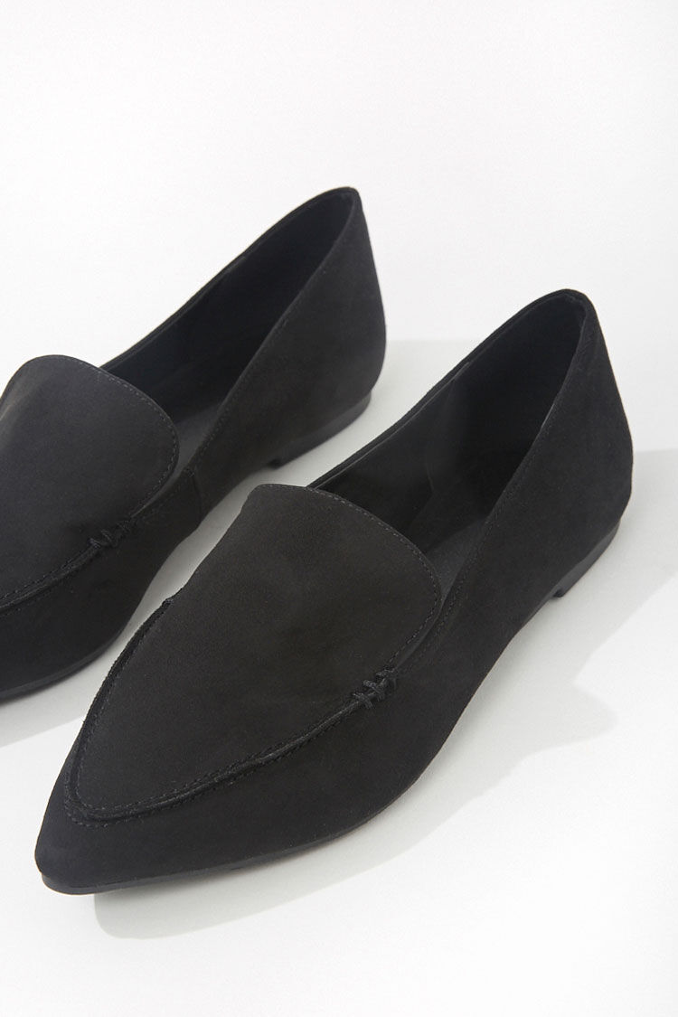 suede pointed toe loafers