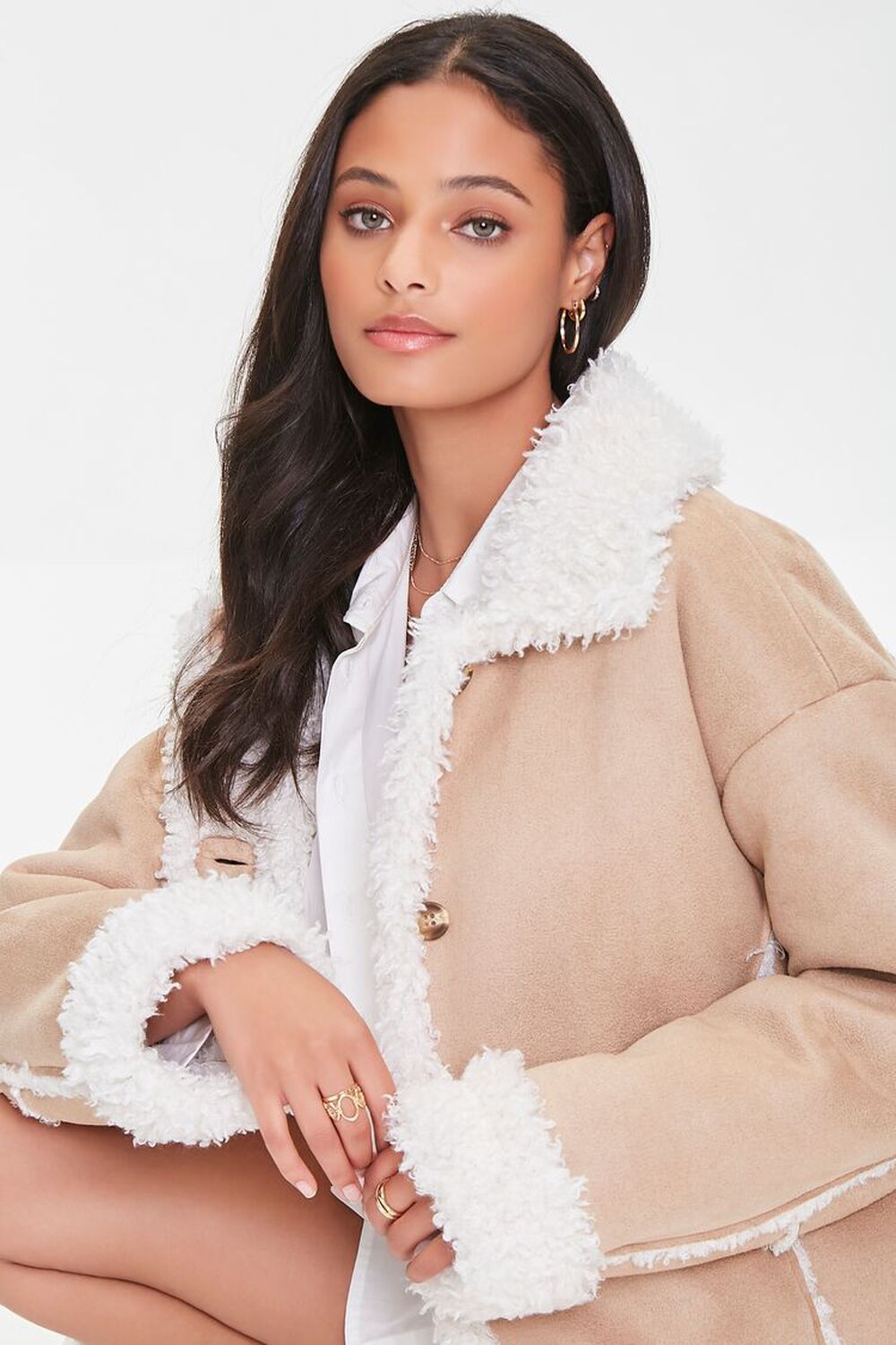 Forever 21 Women's Longline Faux Fur Coat
