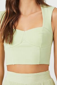 PISTACHIO Ribbed Knit Sweetheart Crop Top, image 5