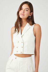 BEIGE Crepe Double-Breasted Vest & Pants Set, image 4