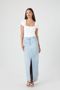 LIGHT DENIM Denim Maxi Slit Skirt, image 6