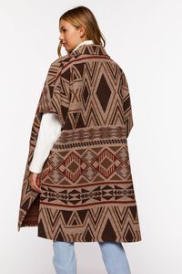 CREAM/BROWN Geo Print Open-Front Poncho, image 3