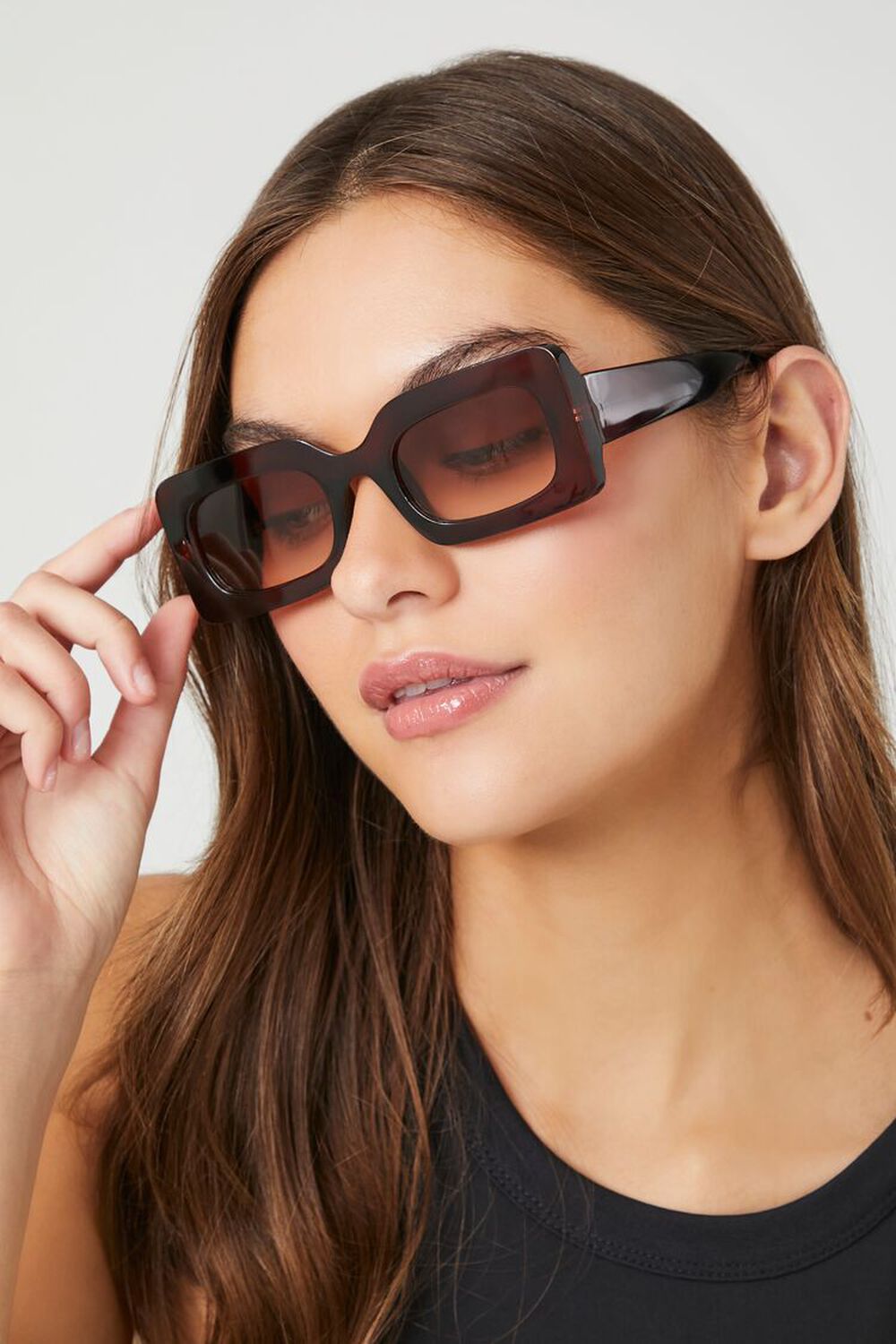 BROWN/BROWN Rectangular Sunglasses, image 2