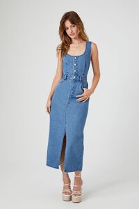 MEDIUM DENIM Sleeveless Denim Midi Dress, image 1