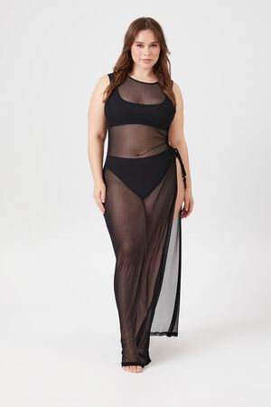 Women's Plus Size Cover Ups - Always For Me Cover Fish Net Jersey