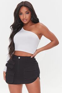 BLACK Twill Cargo Mini Skirt, image 1