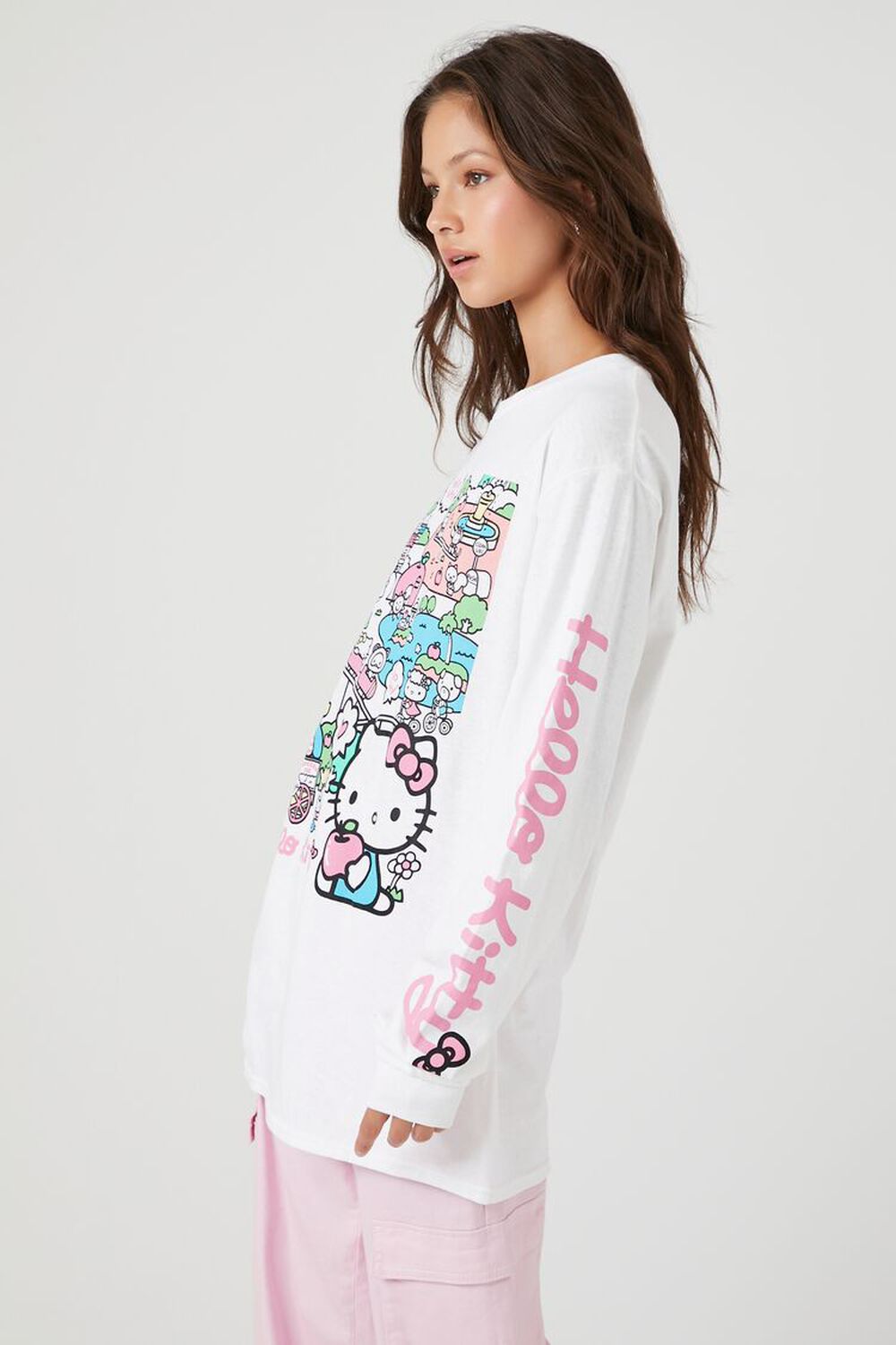 Hello Kitty, Shirts & Tops, Hello Kitty Size 6 Pink White Long Sleeve  Shirt