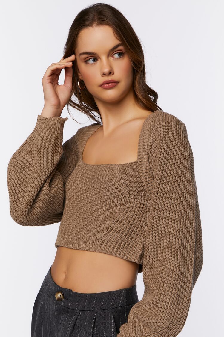 Rib-Knit Cropped Sweater