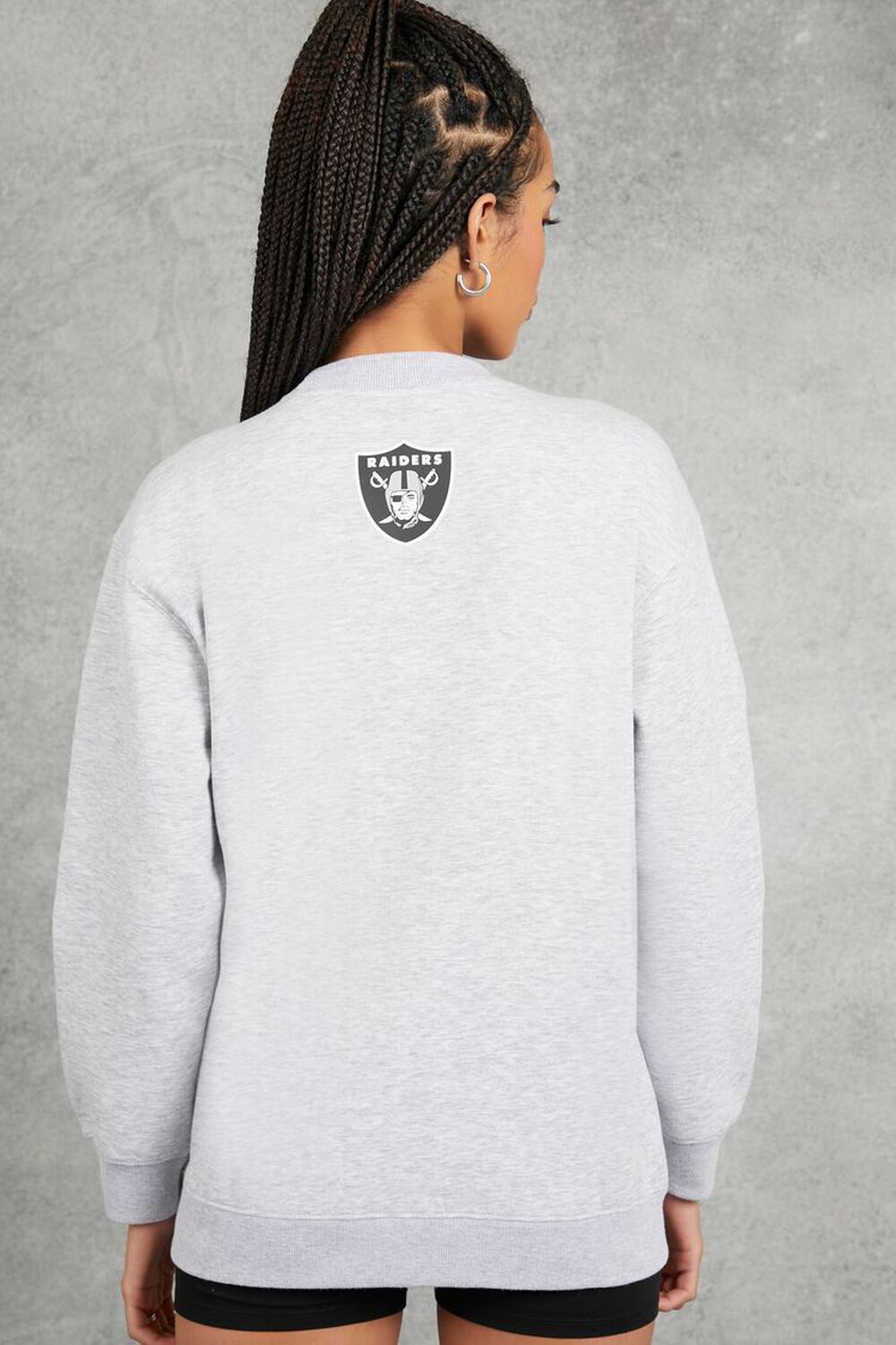 Las Vegas Raiders Women's Hooded Crop Sweatshirt - Black/White/Grey