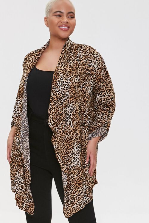 Plus Size Leopard Print Kimono
