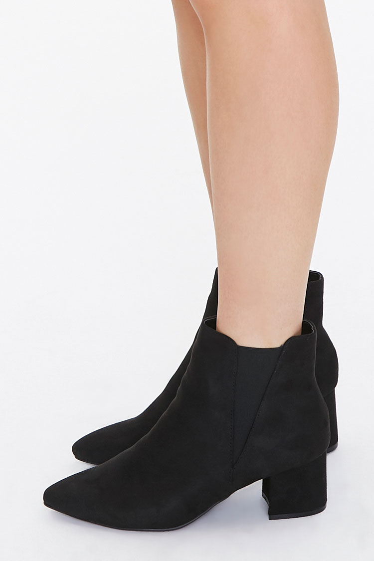 black suedette block heel ankle boots