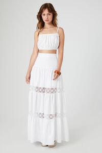 WHITE Cropped Cami & Lace Maxi Skirt Set, image 4