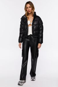 Forever 21 Hooded Faux Leather Jacket