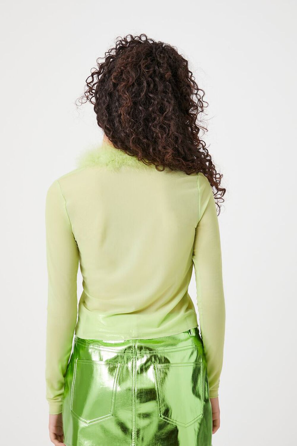 LIME Feather-Trim Cardigan Sweater, image 3