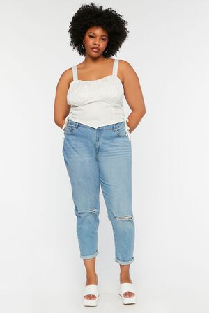 Plus Size High Waisted Lace Up Capri Pants [53% OFF]