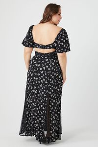 BLACK/MULTI Plus Size Floral Print Maxi Dress, image 3