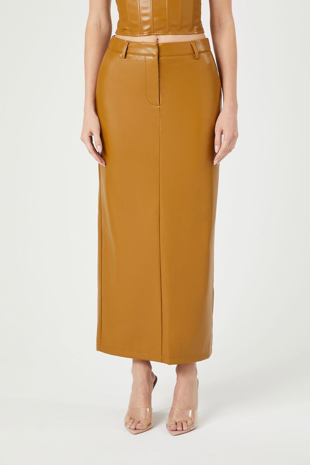 FOREVER 21 Brown Faux Leather Pencil Skirt