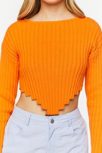 NEON ORANGE Ribbed V-Hem Long-Sleeve Crop Top, image 5