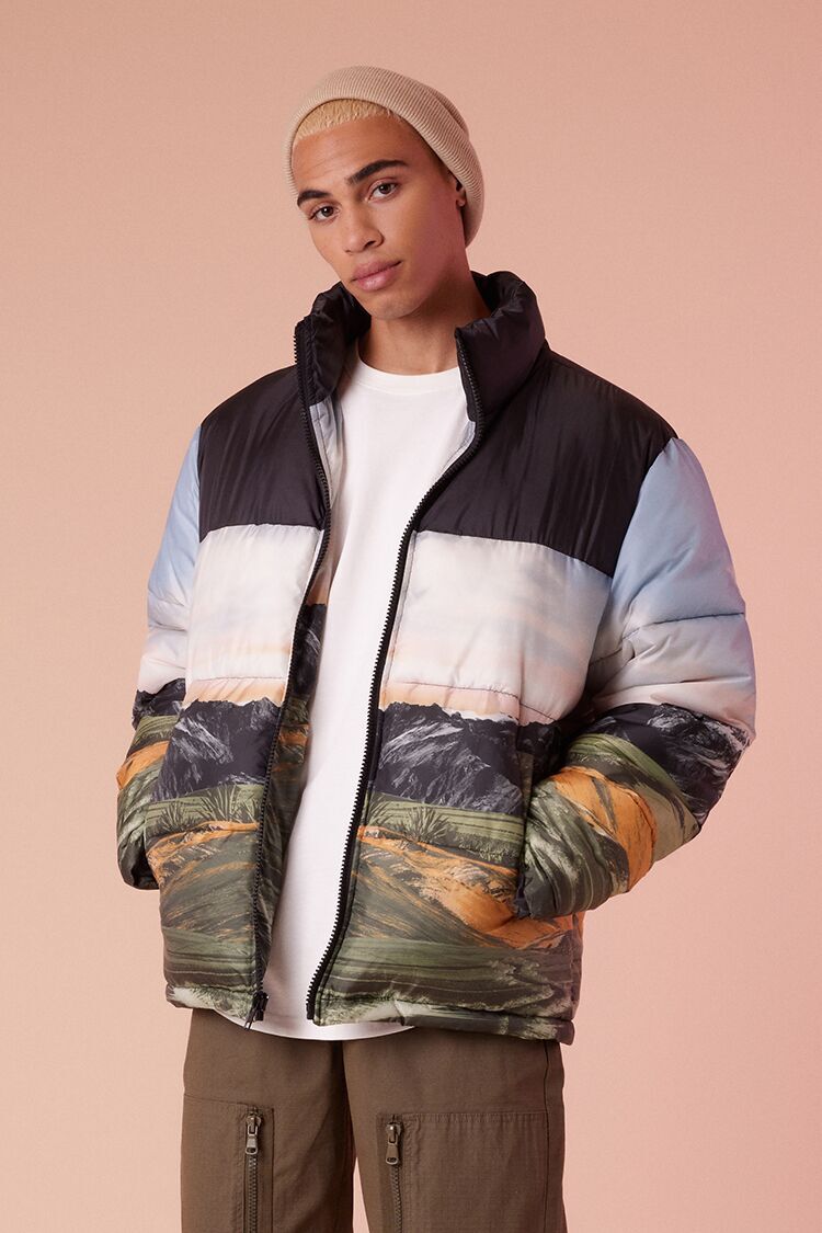 Mountain Landscape Puffer Jacket