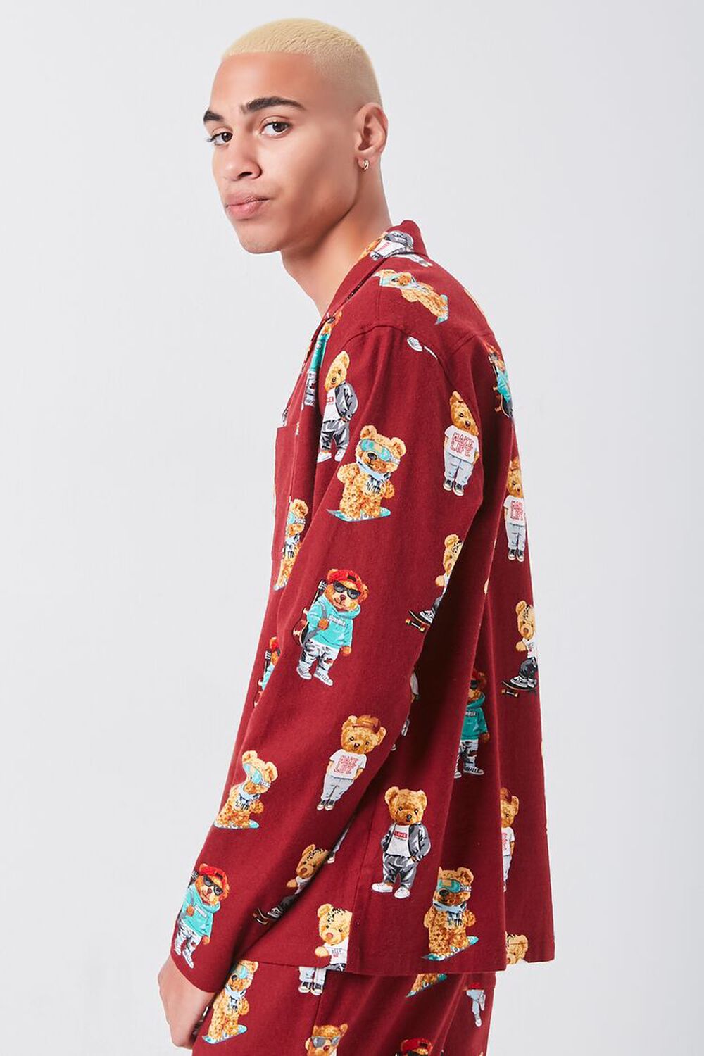 RED/MULTI Teddy Bear Print Pajama Shirt, image 2