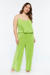 GREEN Plus Size Plisse Lettuce-Edge Wide-Leg Pants, image 5