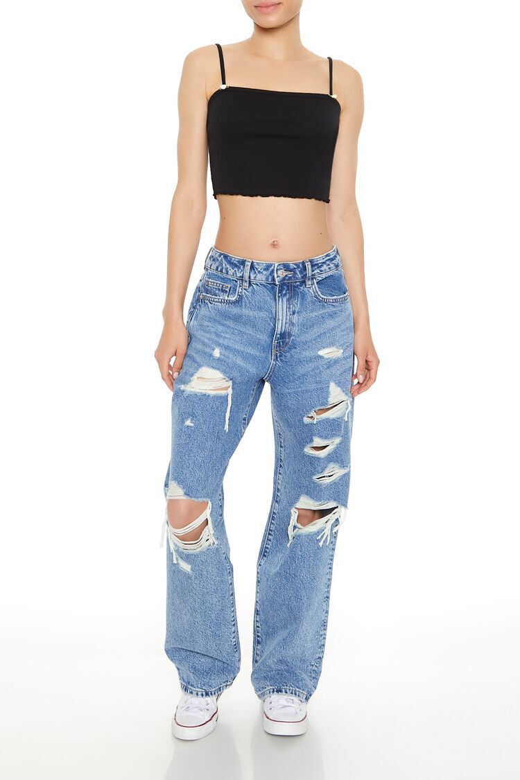 Destroyed High-Rise Jeans