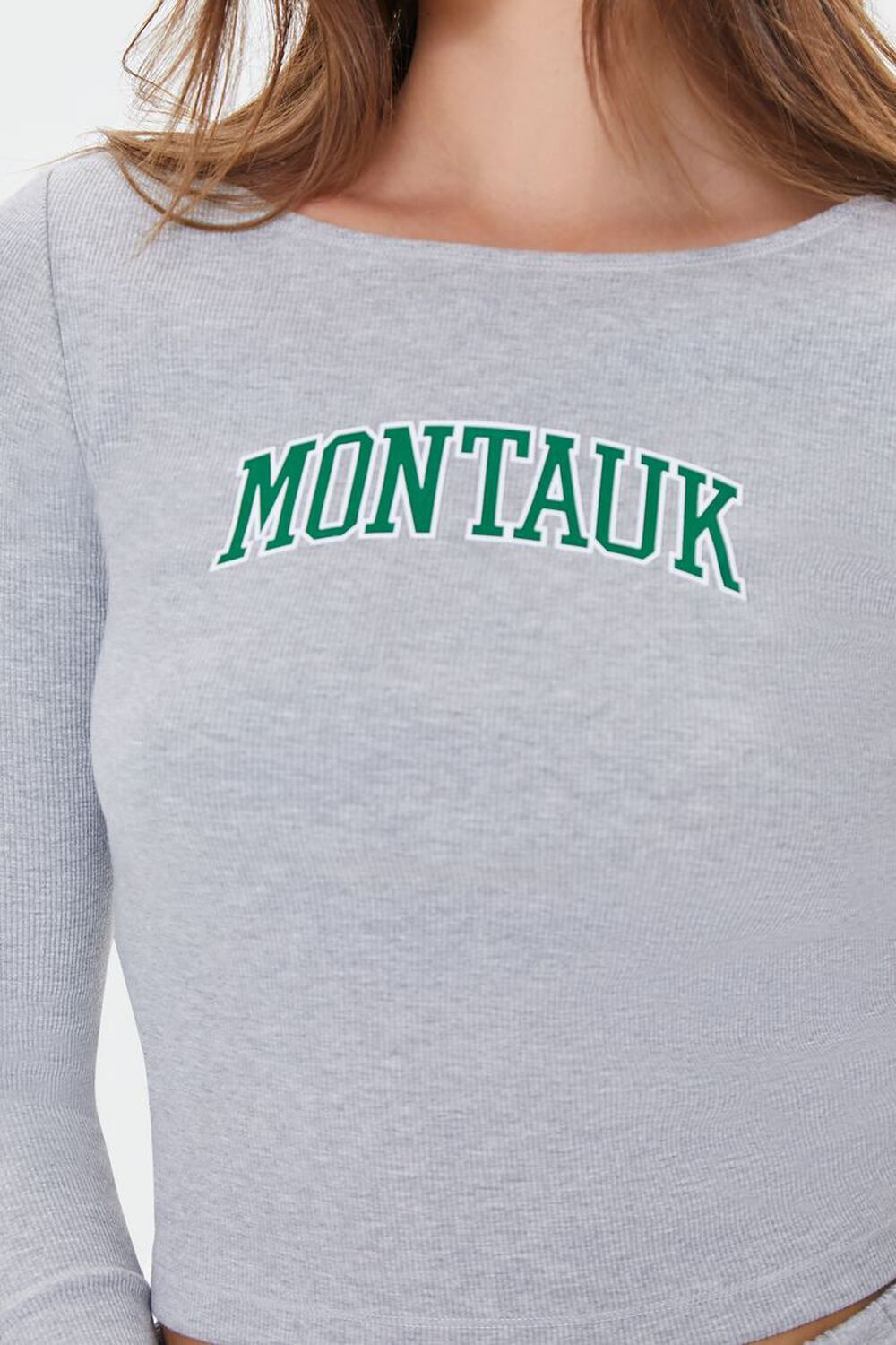 HEATHER GREY/GREEN Montauk Graphic Ribbed Tee, image 5