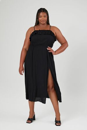 Embroidered Cami Dress Plus - Black/Charcoal – La De Da