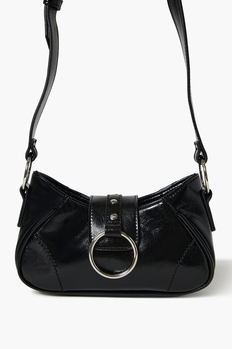 Faux Leather O-Ring Crossbody Bag