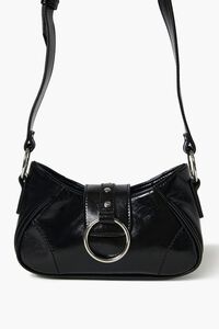 Forever 21 Women's Faux Leather/Pleather O-Ring Crossbody Bag in Black | Concert & Festival Clothes | F21