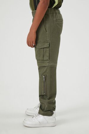 Forever 21 Girls Ruched Cargo Pants (Kids) in Blue, 11/12