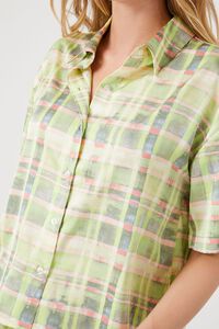 LILY PAD/MULTI Plaid Satin Short-Sleeve Shirt, image 5