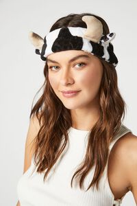 BLACK/WHITE Plush Cow Headband, image 1