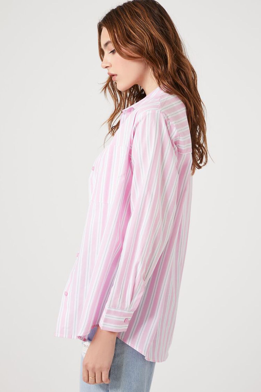 Pink Stripe Poplin Oversized Shirt
