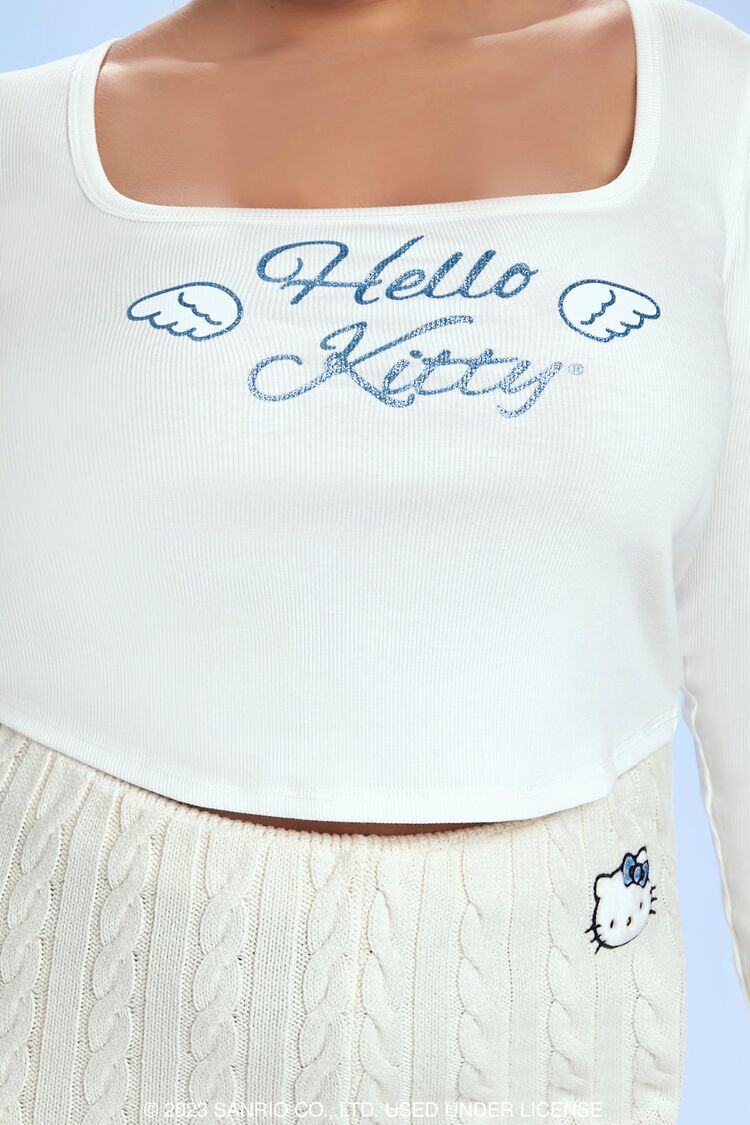 Plus Size Angel Hello Kitty Graphic Crop Top