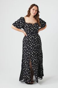 BLACK/MULTI Plus Size Floral Print Maxi Dress, image 4