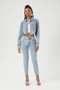 LIGHT DENIM Frayed Cropped Denim Shirt, image 4