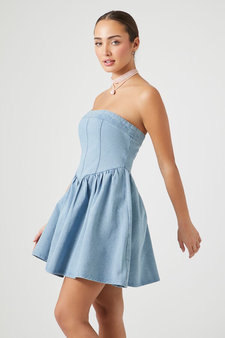 Levis Sage Denim Fit Flare Dress Puff Sleeves Size M Square Neck Pockets  Blue | eBay