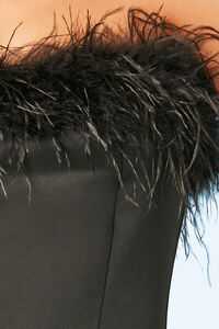 BLACK Feather-Trim Mini Tube Dress, image 5