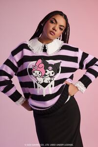 PURPLE/MULTI My Melody & Kuromi Striped Sweater, image 1