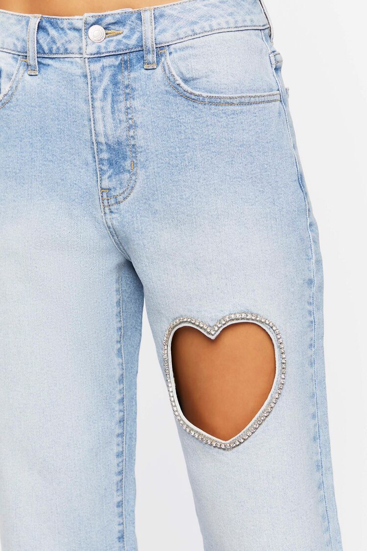 Heart Cutout Straight-Leg Jeans