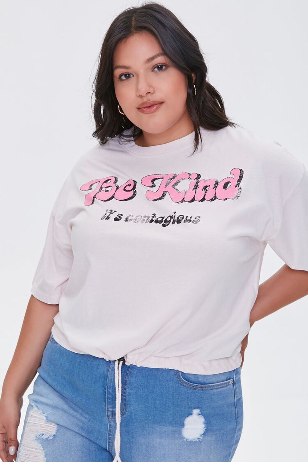 Plus Size Be Kind Cropped Graphic Tee